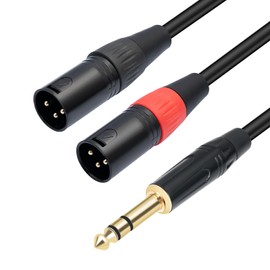 1/4 TRS to Dual XLR Male Y-Splitter Stereo Breakout Cable 1/4 inch(6.35mm) to 2 XLR Patch Cable 10FT