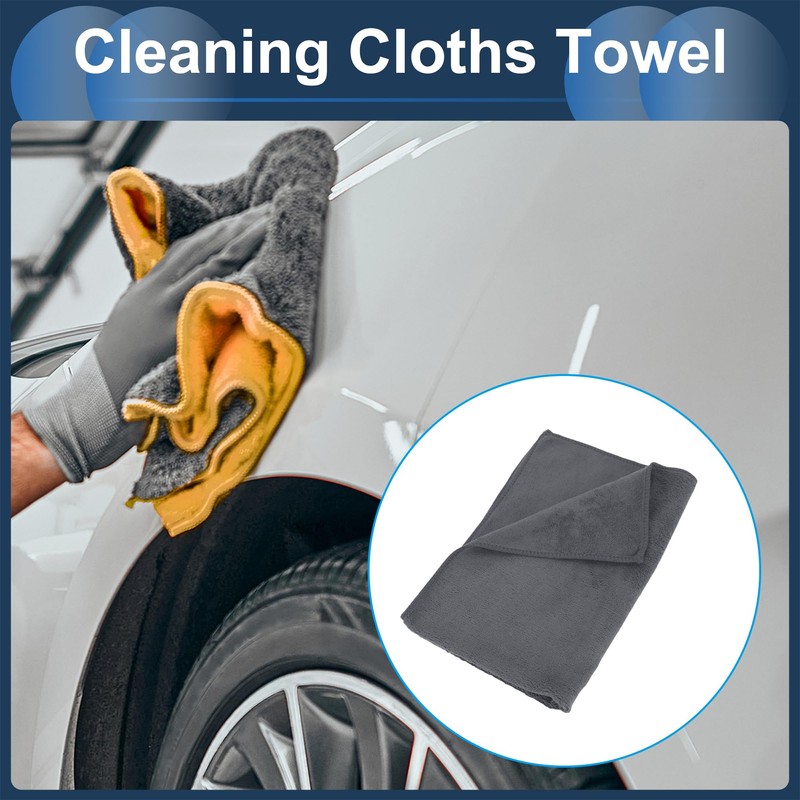 INFINAUTO Cleaning Cloths Towel,Car Drying Plush Cloth Absorbent Microfiber Grey,3pcs