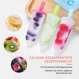Ice Moulds, 12 Ice Lolly Moulds, Ice Lolly Moulds with Plastic Sticks, BPA-Free, Small and Large Ice Moulds for Adults and Children, Various Colours