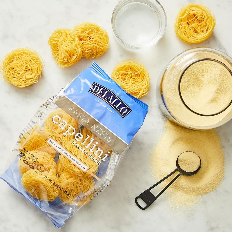 DeLallo Capellini Egg Pasta Nests, Angel Hair Long-Cut Pasta, 8.8oz