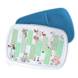 GRAZDesign The small 1x1 lunch box for children for calculating learning, dishwasher safe, gift for school enrolment, animal motif in blue