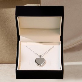 Amoonic Photo Locket Heart in Silver 925 and Gold/Rose Gold Plated I Women's Heart Locket for Opening Pictures with Photo Upload Service and Engraving, Sterling Silver, No Gemstone