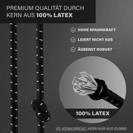 CLIFFORD Tensioning Rubber with Carabiner I 30 cm - 140 cm I Robust Tie Down Straps with Hooks I Tensioning Elastic Strap with Hooks for Car Boot Bicycle Awning etc I Expander with Carabiner I Rubber
