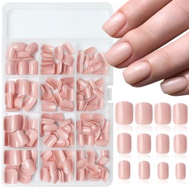 LoveOurHome 360pc Square Press on Nails Short Fake Nails Nude Acrylic Press on Nails Square Presson Nail Tips Full Cover Glue Nails Colored Short False Nails Glue Adhesive Tabs for Women Girls