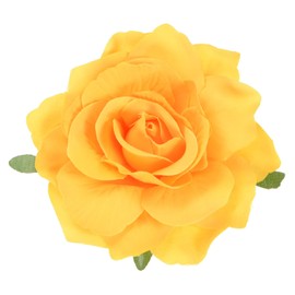 M METERXITY Rose Hair Clip, 4.33 Inch Flower Hairpin Fabric Floral Brooch for Bridal Wedding/Party/Women Hair Accessories, Hair Flowers Headpiece Floral Hair Pins [11cm, Yellow]