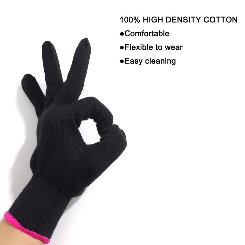2 Lessmon Hair Styling Professional Heat Resistant Gloves, Black