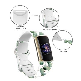 BOSPFJG Sport Bands Compatible with Charge 6 /Charge 5 for Women Men,Soft Waterproof Replacement Straps Wristbands for Charge Advanced Fitness Tracker(Watercolor Green Leaves)