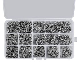 Yjijaiifd 1000 PCS Fishing Hooks Set High Carbon Steel Barbed FishHooks for Saltwater Freshwater Fishing Gear