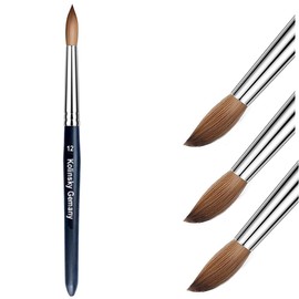 PCAORLEORS kolinsky Brush Acrylic Nails with Pure Mink Nylon Hair and Wood Black Handle, Round Gel for Applying Acrylic Size #8, 10, 12, 14, 16, 18, 20 (#12)