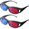 BBTO 2 Pieces 3D Movie Game Glasses Red Blue 3D Viewing Glasses for Movies Games, Light Simple Design(Black)