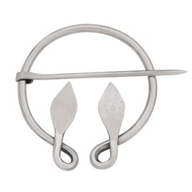 Lord of Battles Medieval Fibula Brooch - Handcrafted Leaf Shape Stainless Steel Cloak Pin for Viking, Roman, Celtic and LARP Costumes and Reenactment