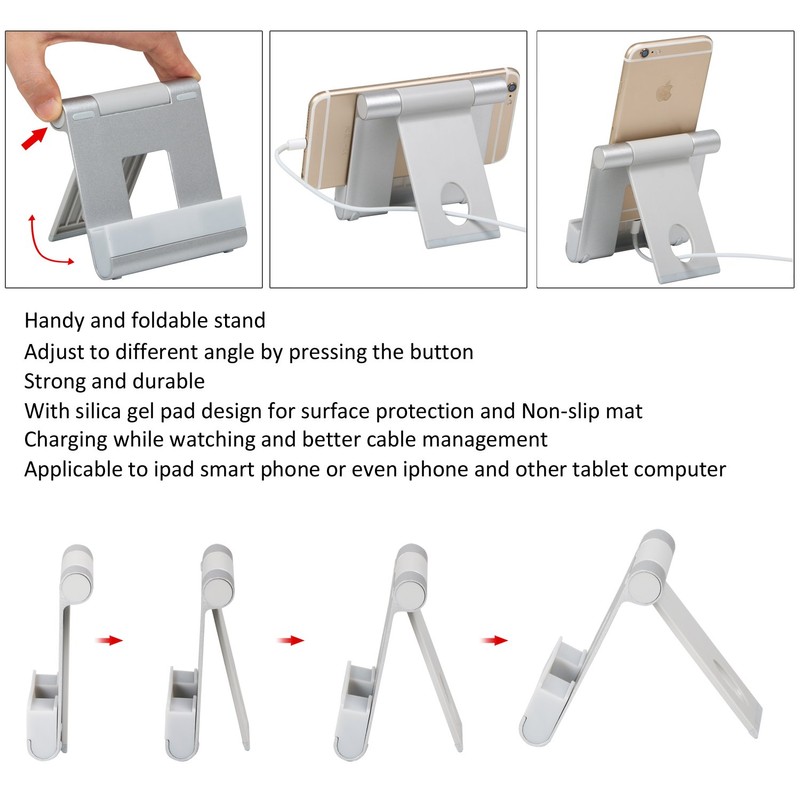 TRIXES Universal Aluminium Tablet Stand Foldable Adjustable iPhones iPads Android