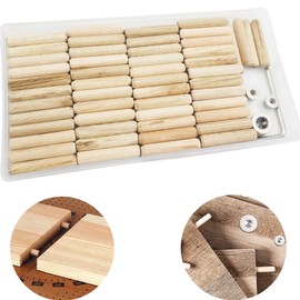 Wood Dowel, CESFONJER 6mm Dowel Kit, 100 Wood Dowels, 2 Dowel Markers, 1 Drill Bit Depth Stop Collar, With Hex Key, Furniture Joint Joint Dowel Splice