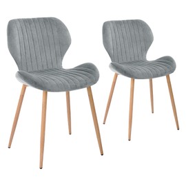 CangLong Mid Century Modern Leisure Upholstered Metal Legs for Kitchen Living Room Dining Chair,Set of 2, Grey