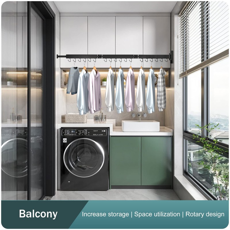 BOQORAD Clothes Drying Rack Wall Mounted,Extending Laundry Rack Wall Mount,Collapsible