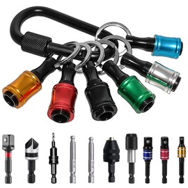 LUEXBOX 1/4 Inch Bit Holder Keychain, Hex Screwdriver Bits Holder Extension Bar, Quick Change Screw Bit Holder for Most Electric, Hand-held Screwdrivers and Drill Bits (A: Multicolored 6pack)