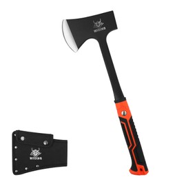 WICING 17" Hatchet, Camping Axe High Carbon Steel & Non-Slip Shock-Absorbing Grip with Nylon Sheath