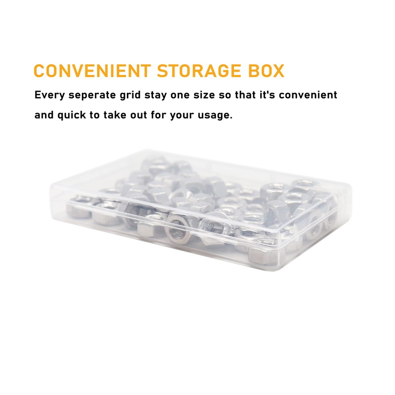 binifiMux 50pcs SAE 1/4"-20 304 Stainless Steel Hex Nuts Lock