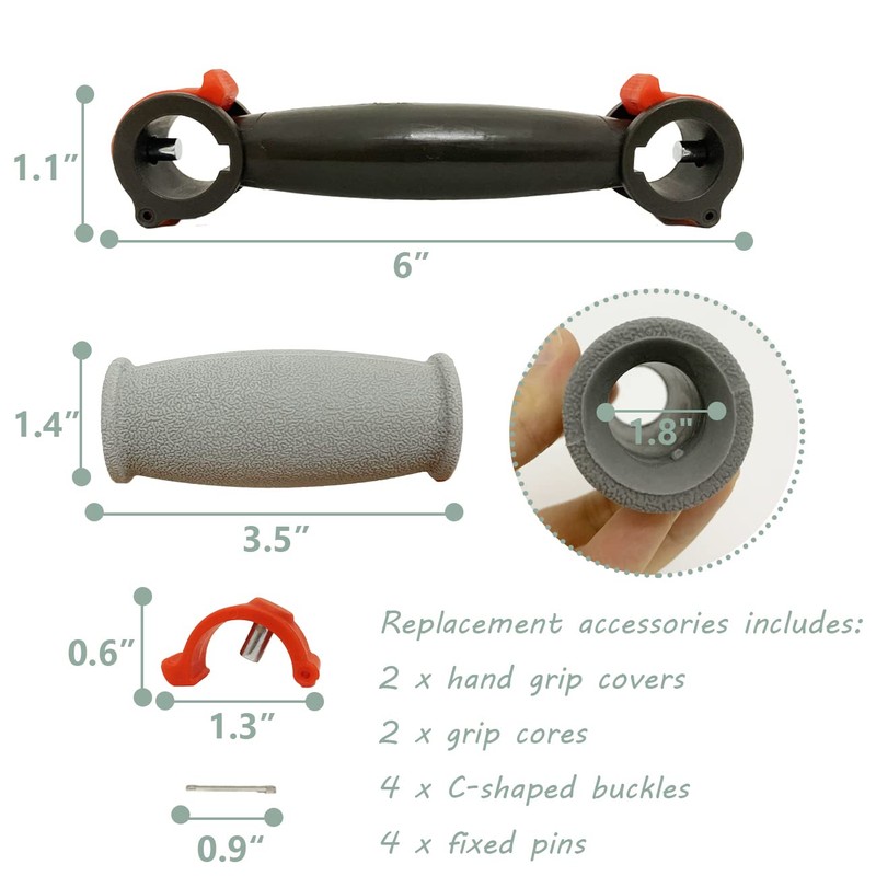 Crutch Hand Grips Kits, Elderly Solid Replacement Cushion Handles Cane