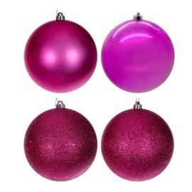 Vickerman 694220-6" Hot Pink Matte Shiny Glitter and Sequin Ball Christmas Tree Ornament (4 pack) (N591559DA)