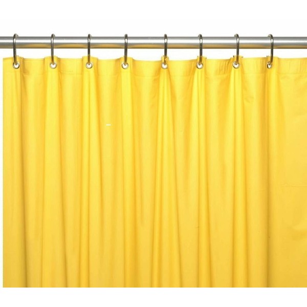Dependable Industries inc. Essentials Magnetized Shower Curtain Liner with Metal Grommets Yellow