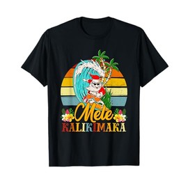 Mele-Kalikimaka Retro Christmas Santa Shaka Hawaii T-Shirt
