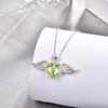 TANGPOET Angel Wings Necklace 925 Sterling Silver Love Heart Crystal