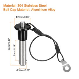 uxcell Ball Locking Pins, 304 Stainless Steel Grip Push-Button Locking Quick Release Pin with 24cm Wire (10mm-31mm)