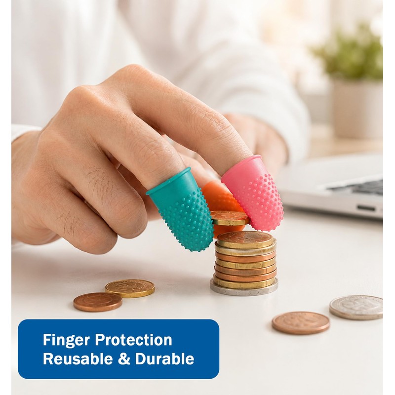 10 Pcs Rubber Fingers Tips for Sorting Papers, Reusable Rubber