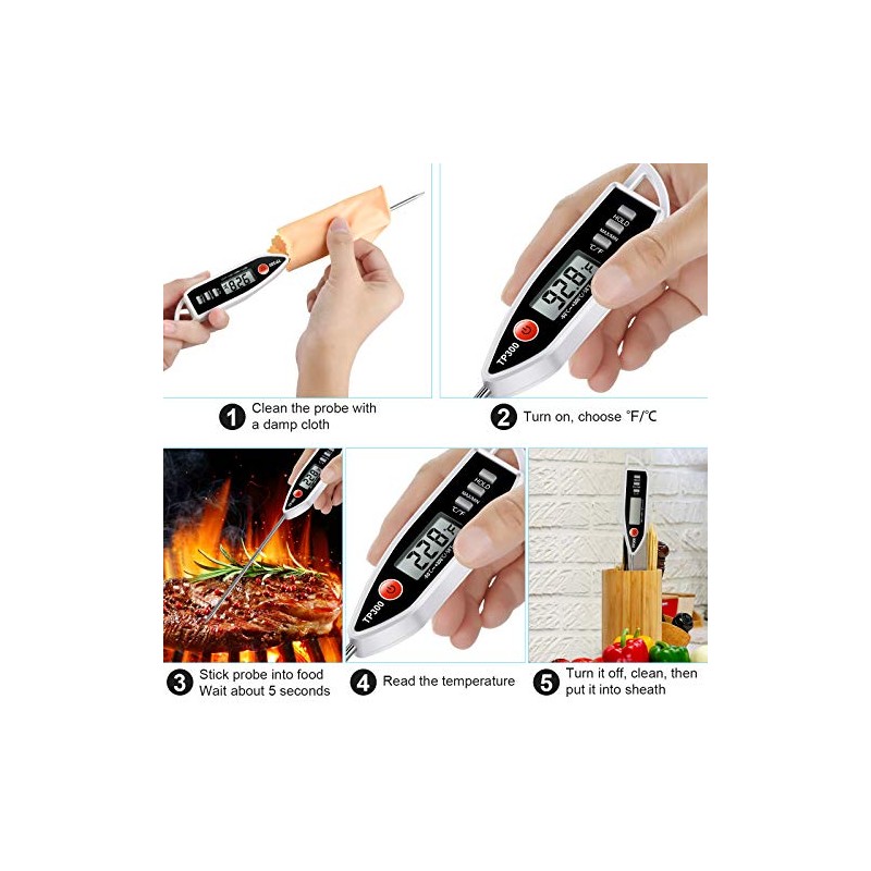 Termómetro digital para comida de carne, termómetro de cocina con