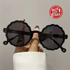 New Fashionable Retro Round Glasses for Women and Men, Premium Lace Frame Style, Trendy All-Purpose Glasses for Daily WearDesign: Black 2pcs, Frame Material: Alloy