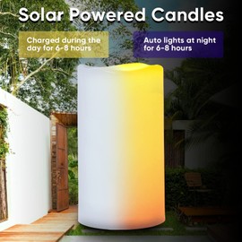 Homemory 4"x10" Large Solar Candles Outdoor Waterproof, Dusk to Dawn, Solar Powered Flameless Candles for Outdoor, Lanterns, Set of 4