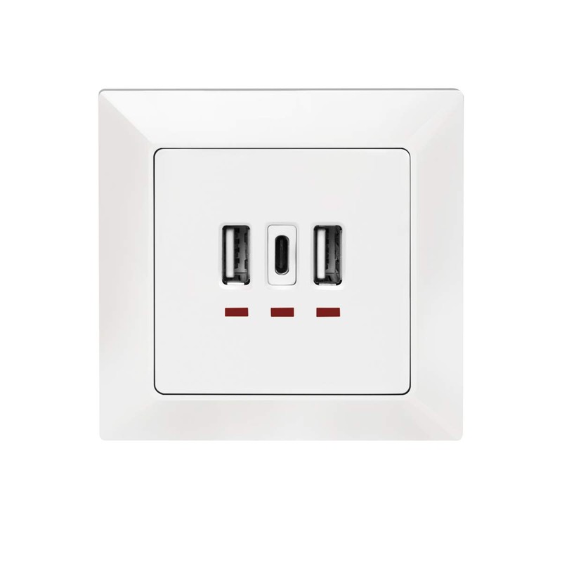 LogiLink PA0254 Flush-Mounted Socket with 2 x USB-A and 1