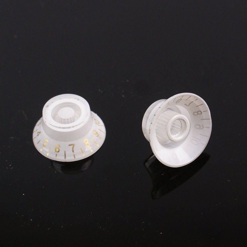 4x Universal LP top hat bell Style Guitar Speed Knobs,White/gold