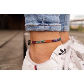 Made by Nami Surfer Anklet Men & Women – Thin Boho Ethno Hippie Anklet – Handmade Beach Festival Accessories – 100% Waterproof & Adjustable – 100% Ecological Cotton (Ethno)