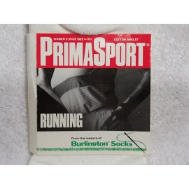 Burlington VINTAGE PRIMASPORT COTTON ANKLET RUNNING SOCKS BURLINGTON GREEN TOE SEAM WHITE