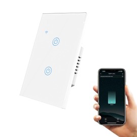 XFOX Smart Wall Touch Light Switch, WiFi 2.4GHz, Voice Control, 2Gang Touch Control,3-Way Multi-Control, Compatible with Alexa and Google Assistant,White