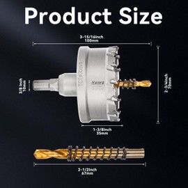 Henvo Hole Saw 2-3/4" (70mm) Heavy Duty Carbide with 2 Pilot Drill Bits - Metal Hole Cutter Cuts Stainless Steel, Iron, Copper, Brass, Plastic