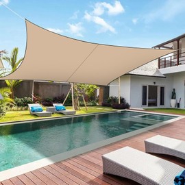 eROOSY Rectangular Sun Shade Sail，2 x 3 m Awning Canopy UV Block and waterproof With Free Rope,for lawns, gardens, swimming pools,party,picnic outdoors (khaki)