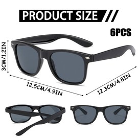 Toyhood 6 Pack Neon Sunglasses Party Favors, Retro Sunglasses Vintage Party Decor, for Summer Beach Birthday Party Supplies Bag Filler (Black)