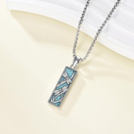 HKPATOP Turquoise Dragonfly Necklace Sterling Silver Opal Dragonfly Pendant Jewelry For Women Men