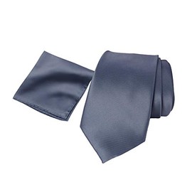Spring Notion Men's Regular Solid Color Satin Microfiber Tie and Handkerchief Set Stormy Blue