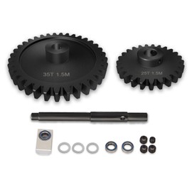 Main Gear 35T M1.5 Shaft with Bearing 45# Steel D-Shaped Hole Spur Gear with 25T Pinon Gear for TRAXXAS-1/5 X-MAXX 6S/8S Monster Truck and 1/6 4WD XRT 8S-78086-4, 1.5 Mod Large Transmission Gear Part
