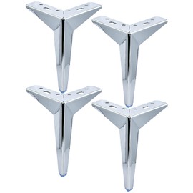 TCHOSUZ 6 Inch / 15cm Metal Furniture Legs, Set of 4 Heavy Duty Modern Diamond Triangle Table Desk Chair Sofa Legs Couch Feet with Screws for DIY Cabinet Cupboard TV Bench Stand 4 Pieces Chrome