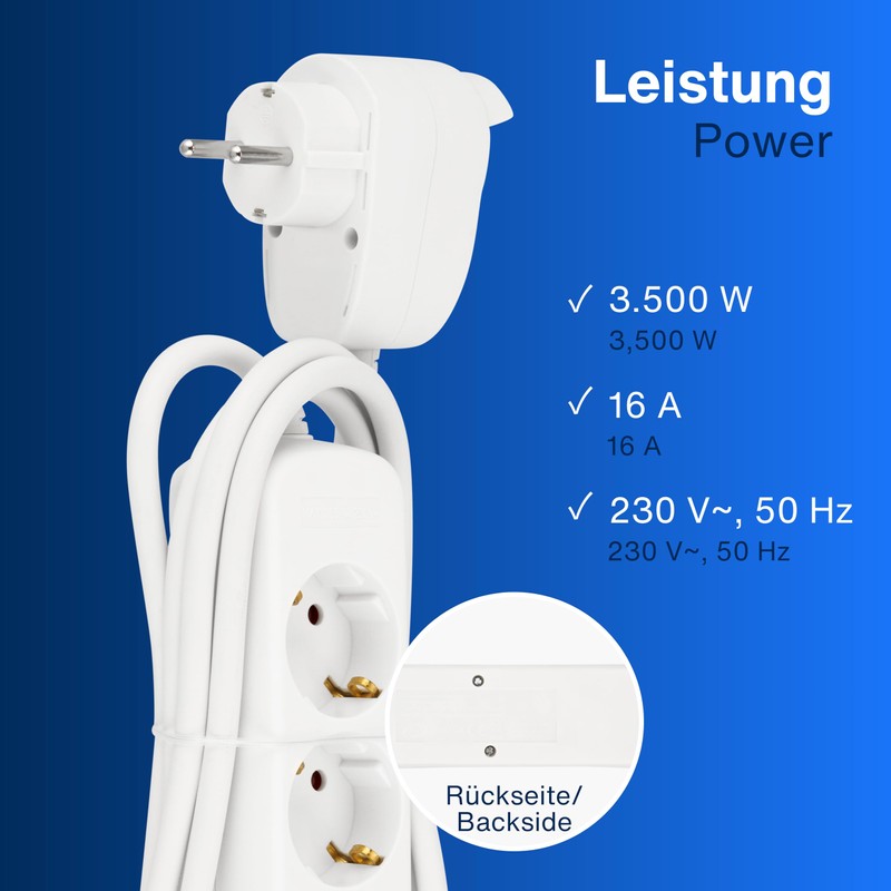 REV Power Strip PowerSplit - Multiple Socket 4-Way (3+1), 3500