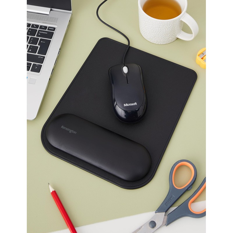 Kensington K52888EU ErgoSoft Mauspad mit Handgelenkauflage, schwarz - Gel-gepolsterte rutschfeste