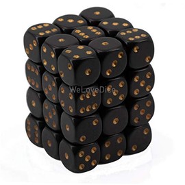 Chessex 25828 Dice-Opaque: 36D6 Black/Gold Set, Multicolor