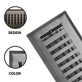 Sierra Grates 2" x 12" Contemporary Design Steel Floor Register in Granite Grey Finish for Floor l- Decorative Air Vent Covers- Floor Register 2” x 12”
