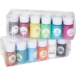 Pearl Paint Powder Jars Set - Pearlescent Color Pigment for Epoxy Resin Art - Mica Powder for Soap Making, Nail Polish, Lip Gloss, Eye Shadow and More - 24 Colors Set (MD-A04-1 (Multicolor))