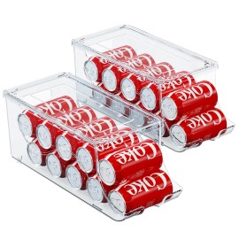 Scavata 2 Pack Stackable Refrigerator Organizer, Soda Can Dispenser Pop Cans Containe...